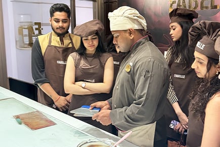 SP Jain Global MGLuxM and HBL students exploring the art of gourmet chocolate making at Fabelle, ITC Maratha Inside image 2