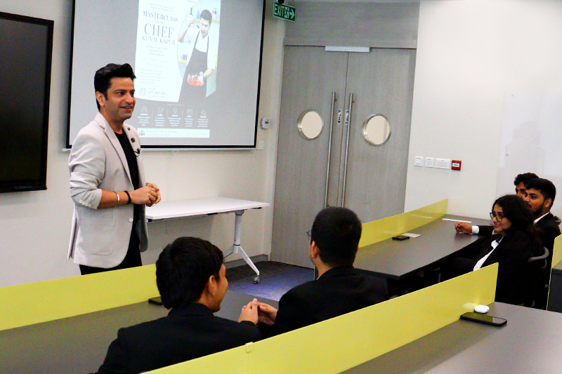 `Chef Kunal Kapoor hosts a guest lecture with Hospitality Business Leadership program students at SP Jain Mumbai`
