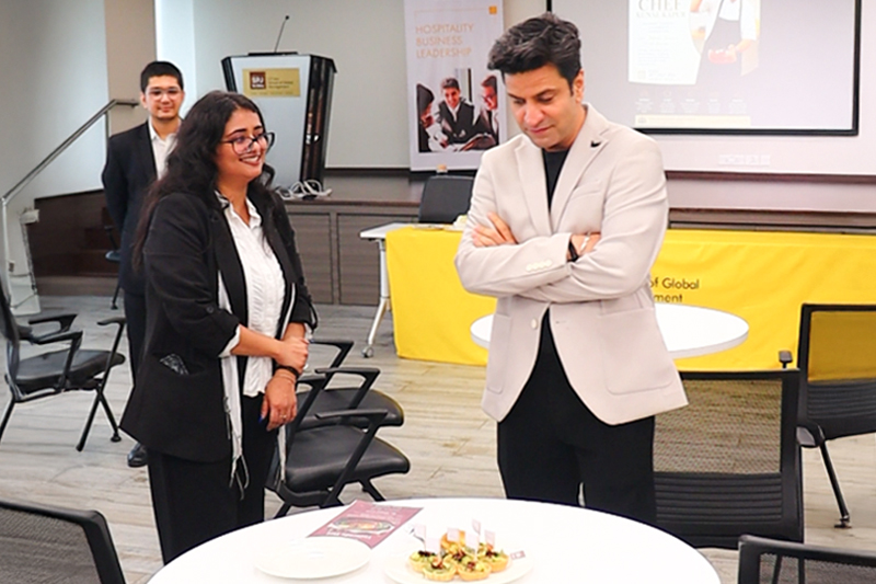 Chef Kunal Kapoor during a guest lecture and campus visit at SP Jain Global
