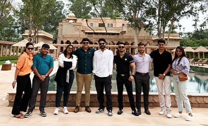 Hospitality Business Leadership students visiting Amanbagh resort during behind-the-scenes luxury hospitality tour at SP Jain Global